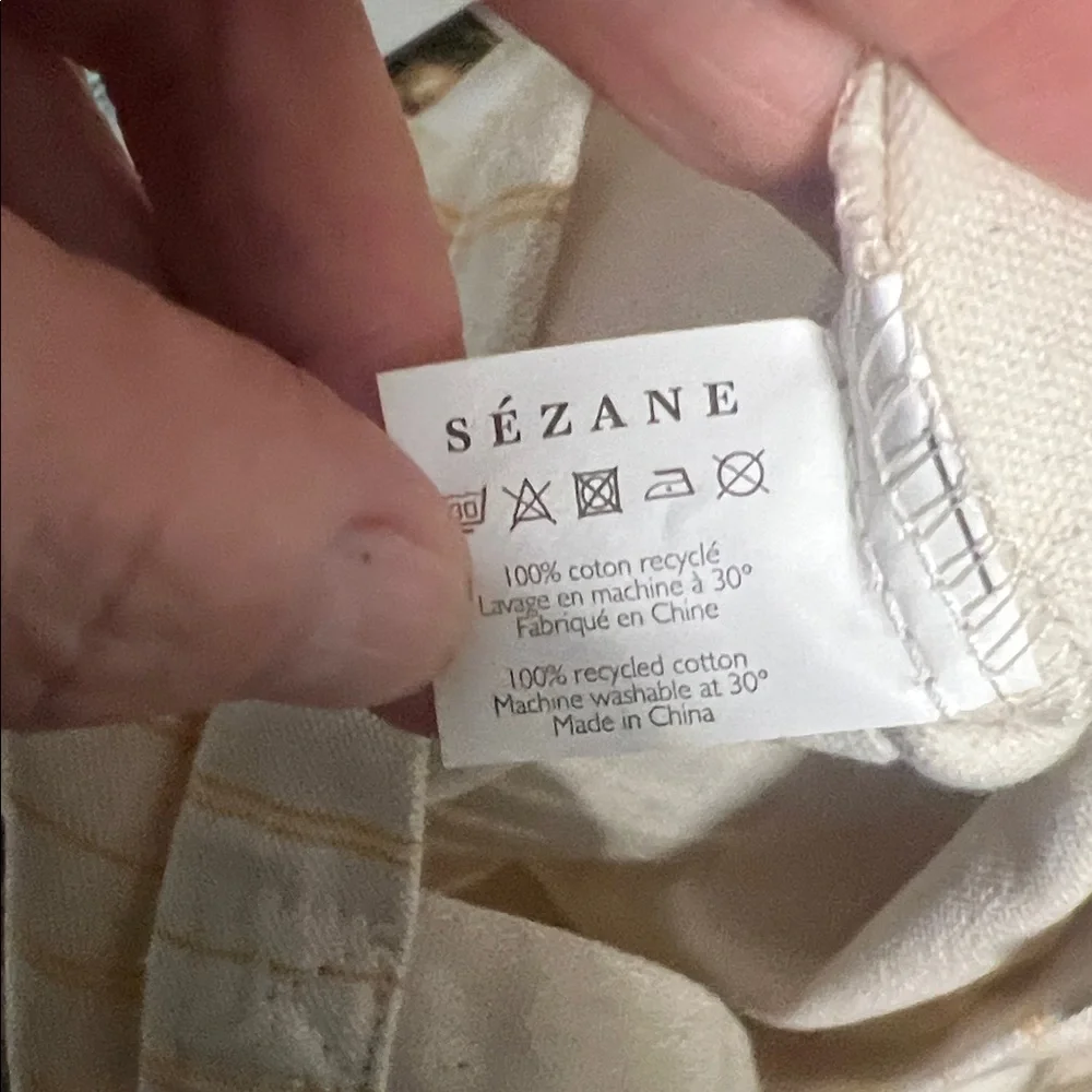 Sézane Cream and Blue Striped Shoulder Bag - Picture 2 of 2